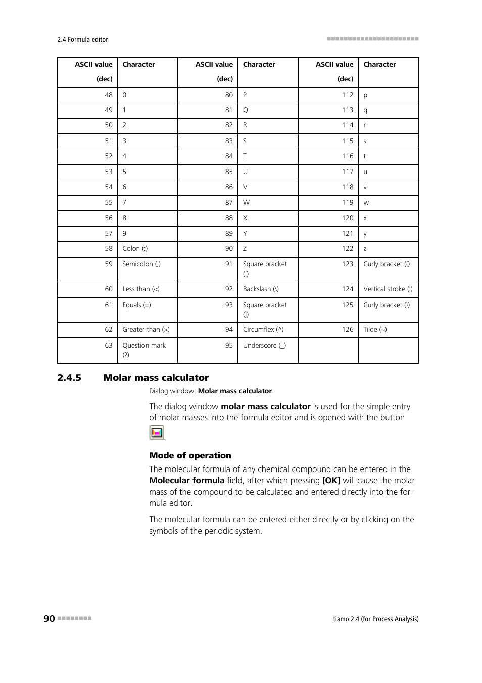 5 molar mass calculator, Molar mass calculator | Metrohm tiamo 2.4 (process analysis) User Manual | Page 106 / 1809