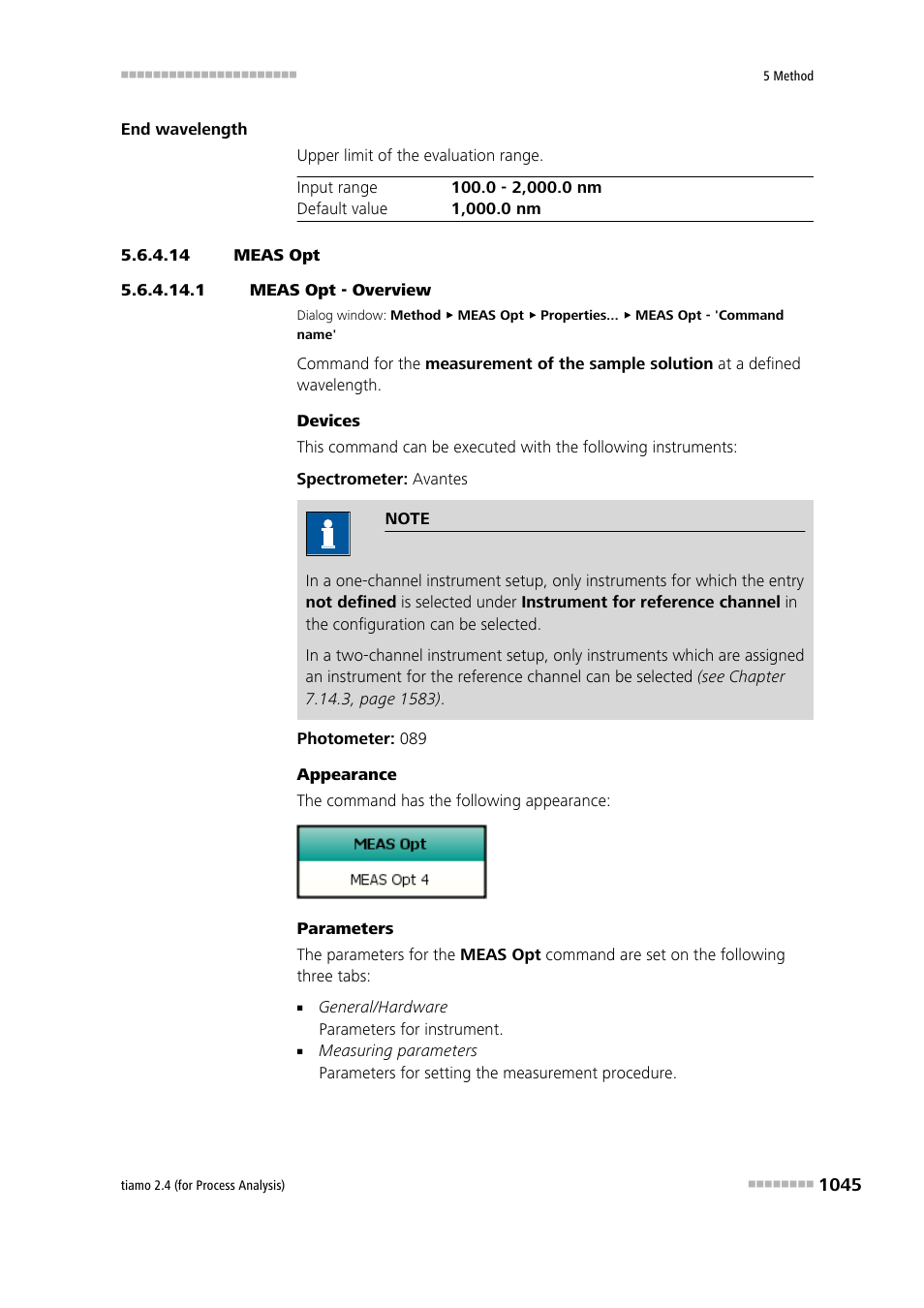 14 meas opt, 1 meas opt - overview, Meas opt | Metrohm tiamo 2.4 (process analysis) User Manual | Page 1061 / 1809