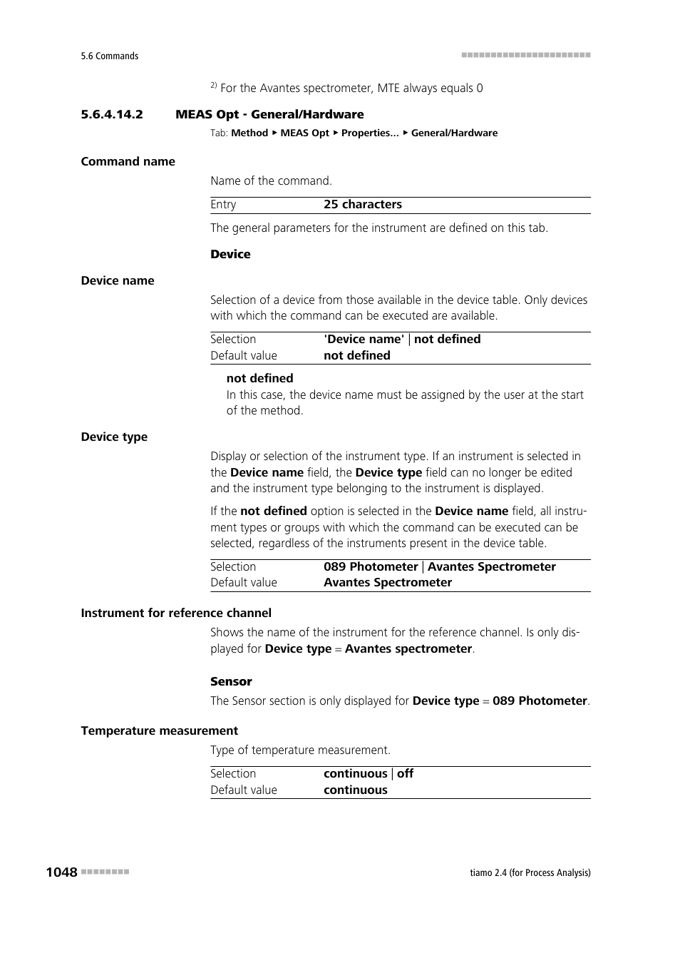 2 meas opt - general/hardware | Metrohm tiamo 2.4 (process analysis) User Manual | Page 1064 / 1809