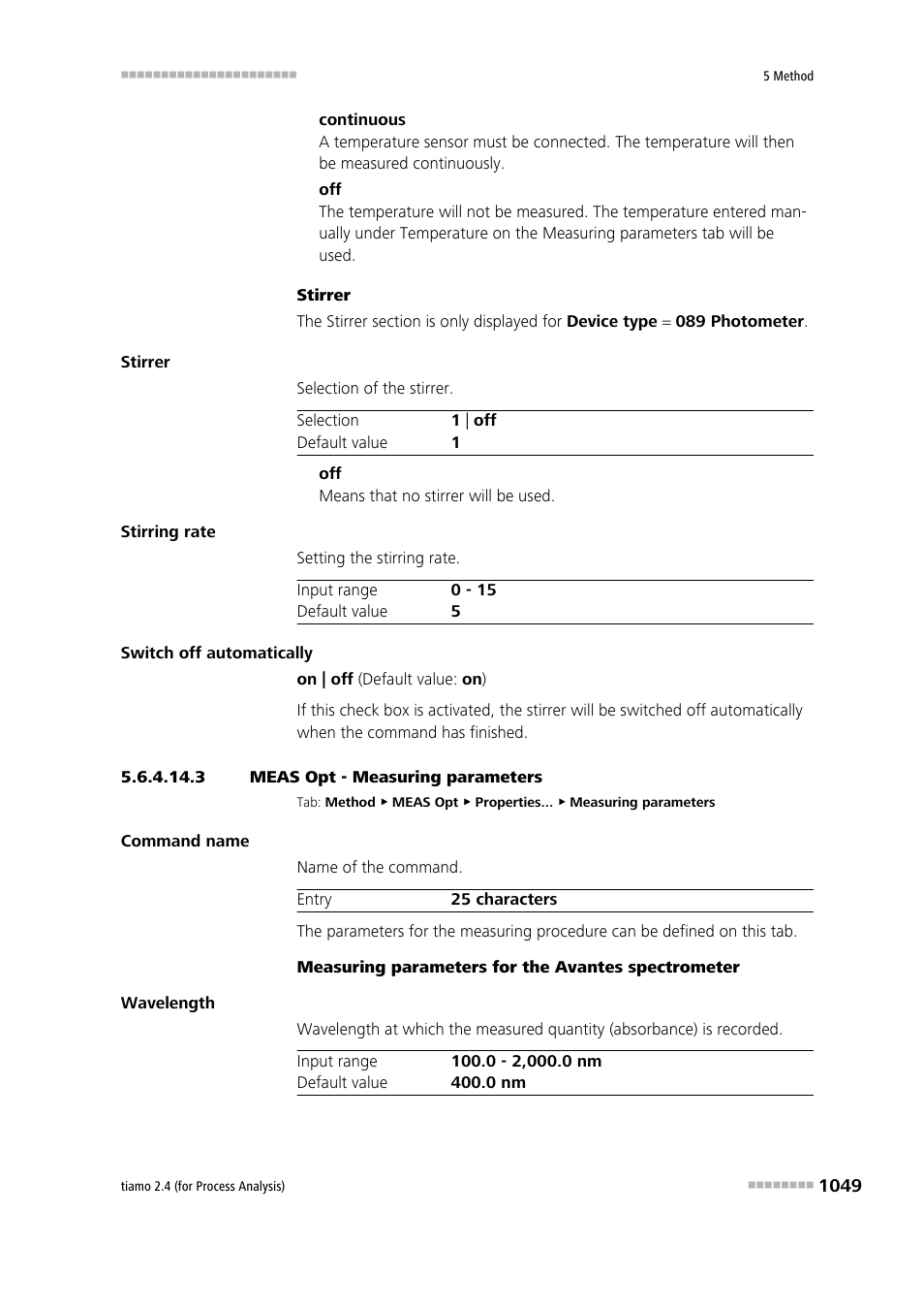 3 meas opt - measuring parameters | Metrohm tiamo 2.4 (process analysis) User Manual | Page 1065 / 1809