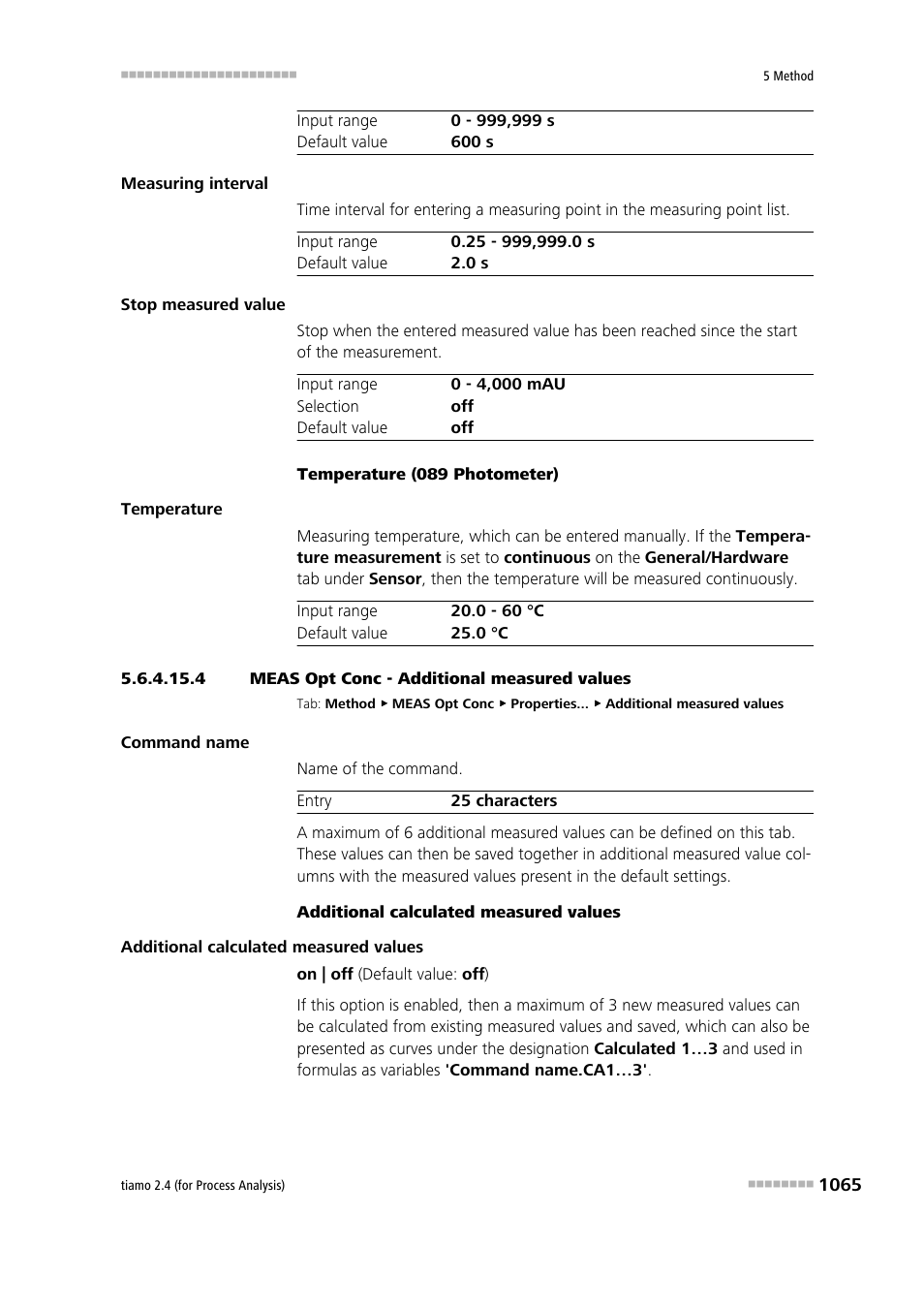 4 meas opt conc - additional measured values, Additional measured values | Metrohm tiamo 2.4 (process analysis) User Manual | Page 1081 / 1809