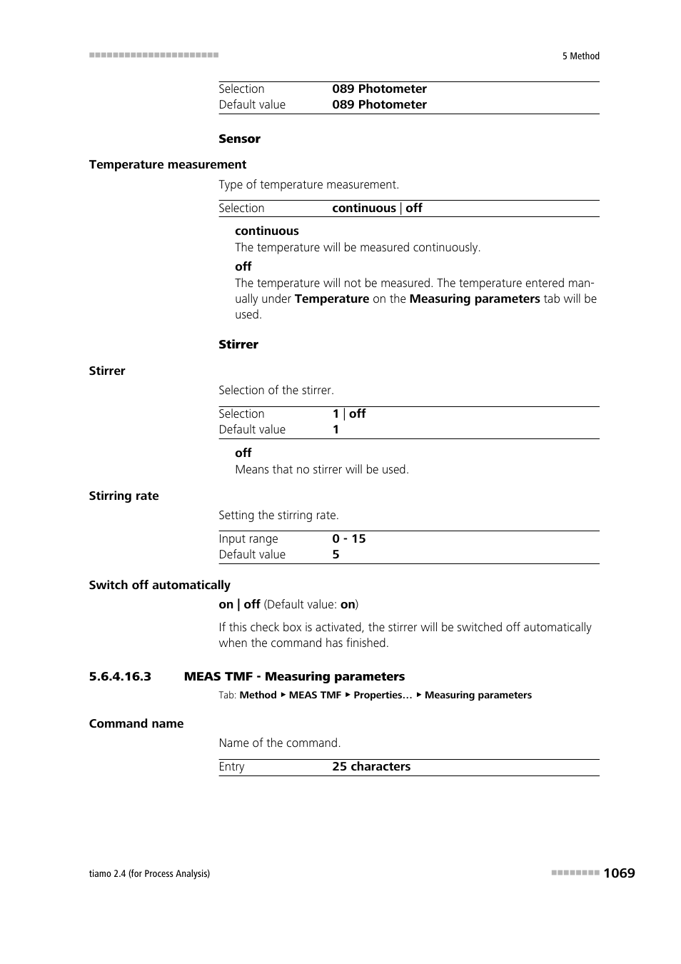 3 meas tmf - measuring parameters | Metrohm tiamo 2.4 (process analysis) User Manual | Page 1085 / 1809