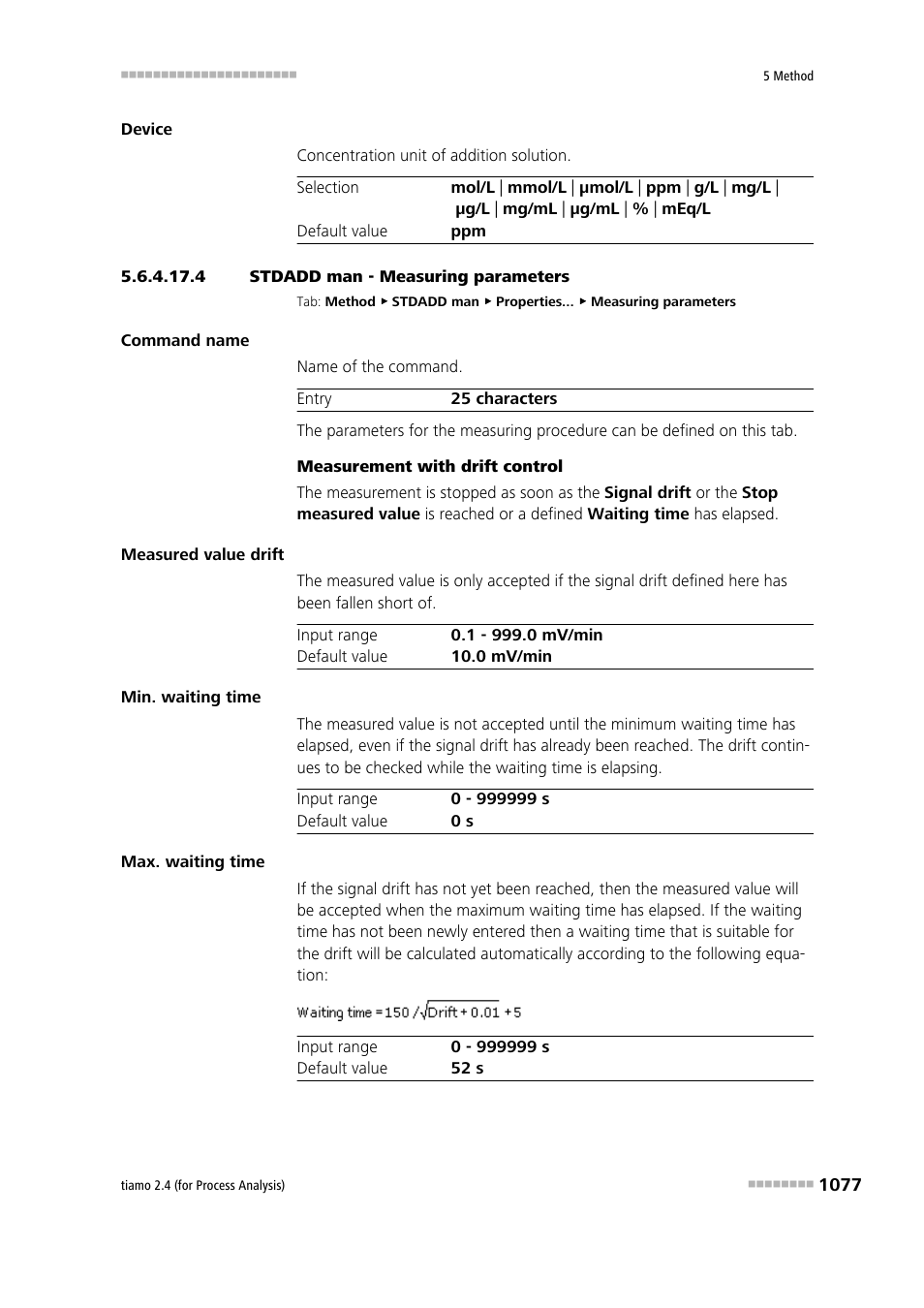 4 stdadd man - measuring parameters | Metrohm tiamo 2.4 (process analysis) User Manual | Page 1093 / 1809