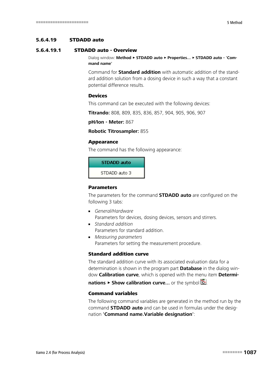 19 stdadd auto, 1 stdadd auto - overview, Stdadd auto | Metrohm tiamo 2.4 (process analysis) User Manual | Page 1103 / 1809