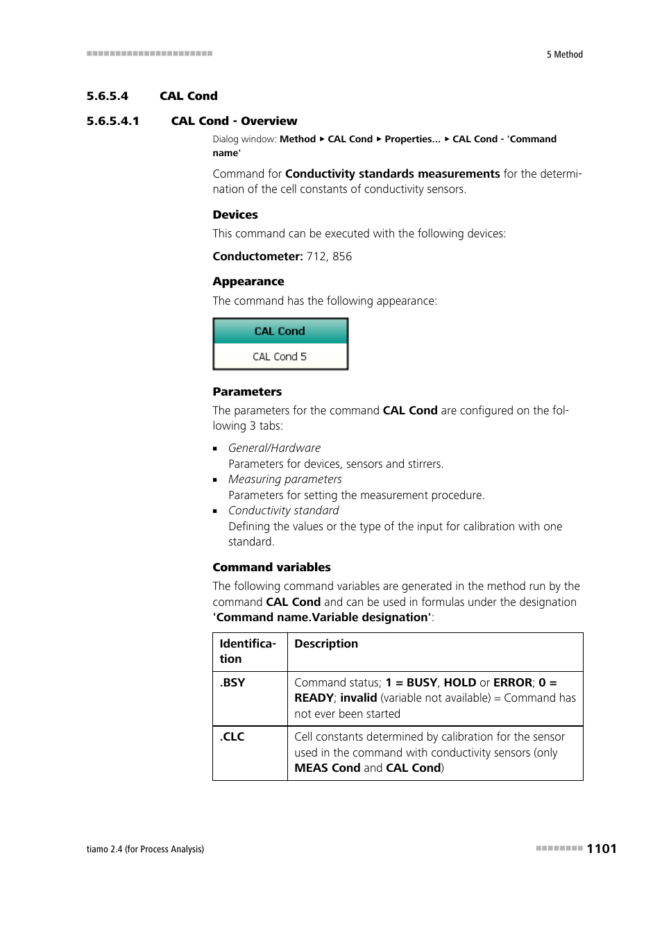 4 cal cond, 1 cal cond - overview, Cal cond | Metrohm tiamo 2.4 (process analysis) User Manual | Page 1117 / 1809