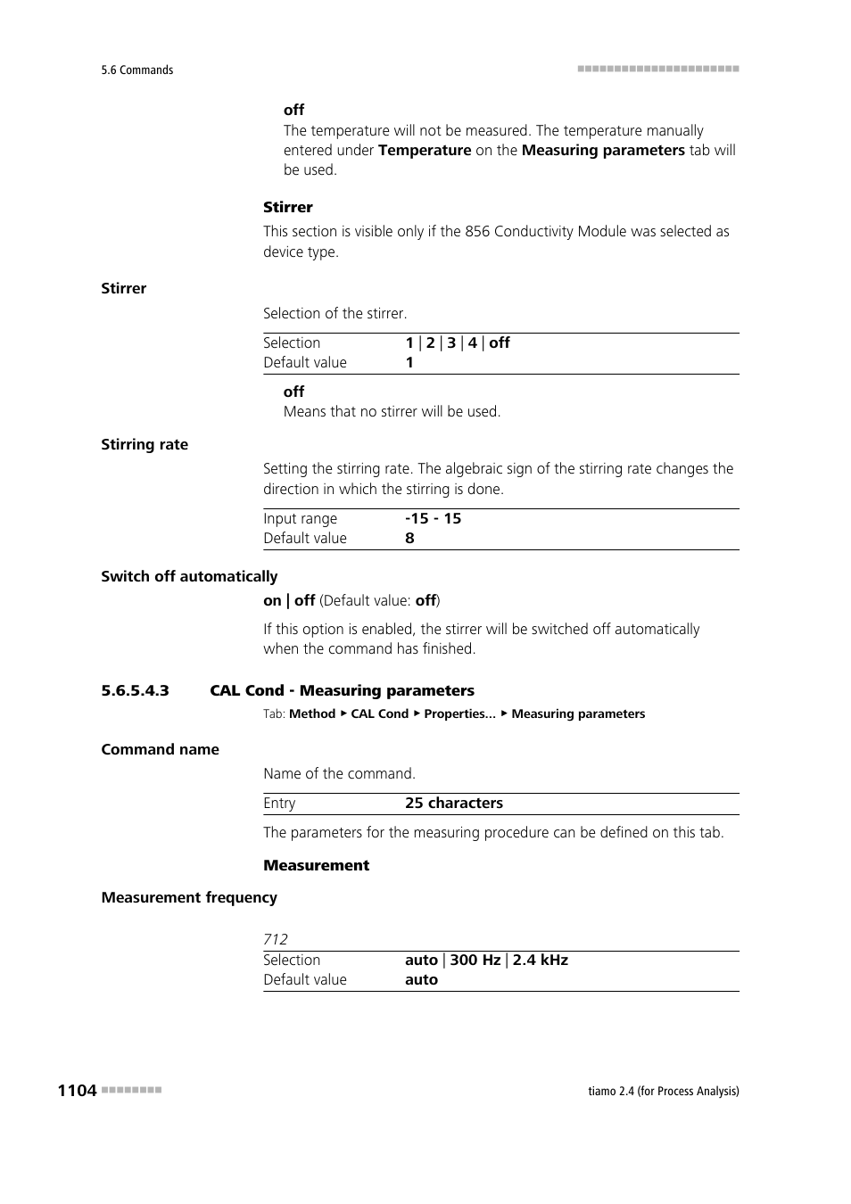 3 cal cond - measuring parameters | Metrohm tiamo 2.4 (process analysis) User Manual | Page 1120 / 1809
