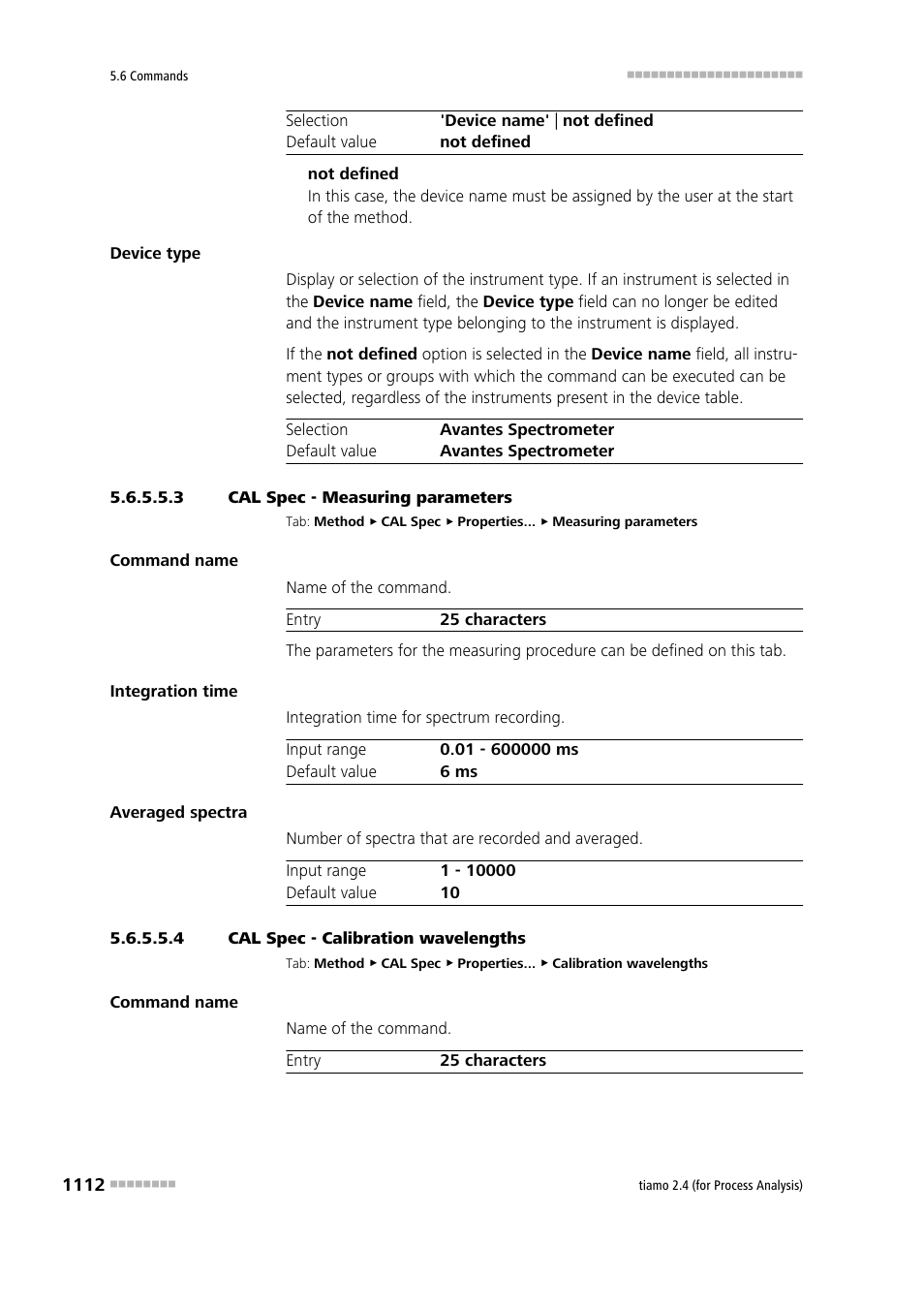 3 cal spec - measuring parameters, 4 cal spec - calibration wavelengths | Metrohm tiamo 2.4 (process analysis) User Manual | Page 1128 / 1809