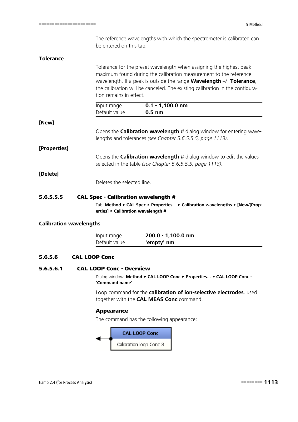 5 cal spec - calibration wavelength, 6 cal loop conc, 1 cal loop conc - overview | Cal loop conc | Metrohm tiamo 2.4 (process analysis) User Manual | Page 1129 / 1809