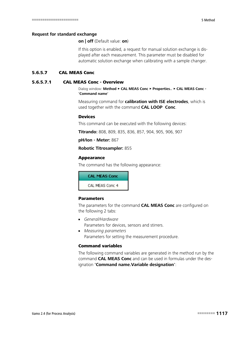 7 cal meas conc, 1 cal meas conc - overview, Cal meas conc | Metrohm tiamo 2.4 (process analysis) User Manual | Page 1133 / 1809