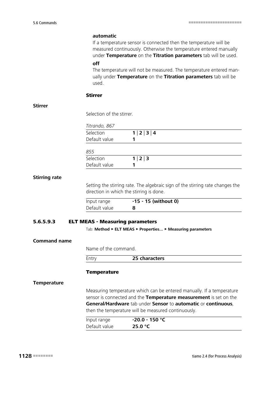 3 elt meas - measuring parameters | Metrohm tiamo 2.4 (process analysis) User Manual | Page 1144 / 1809