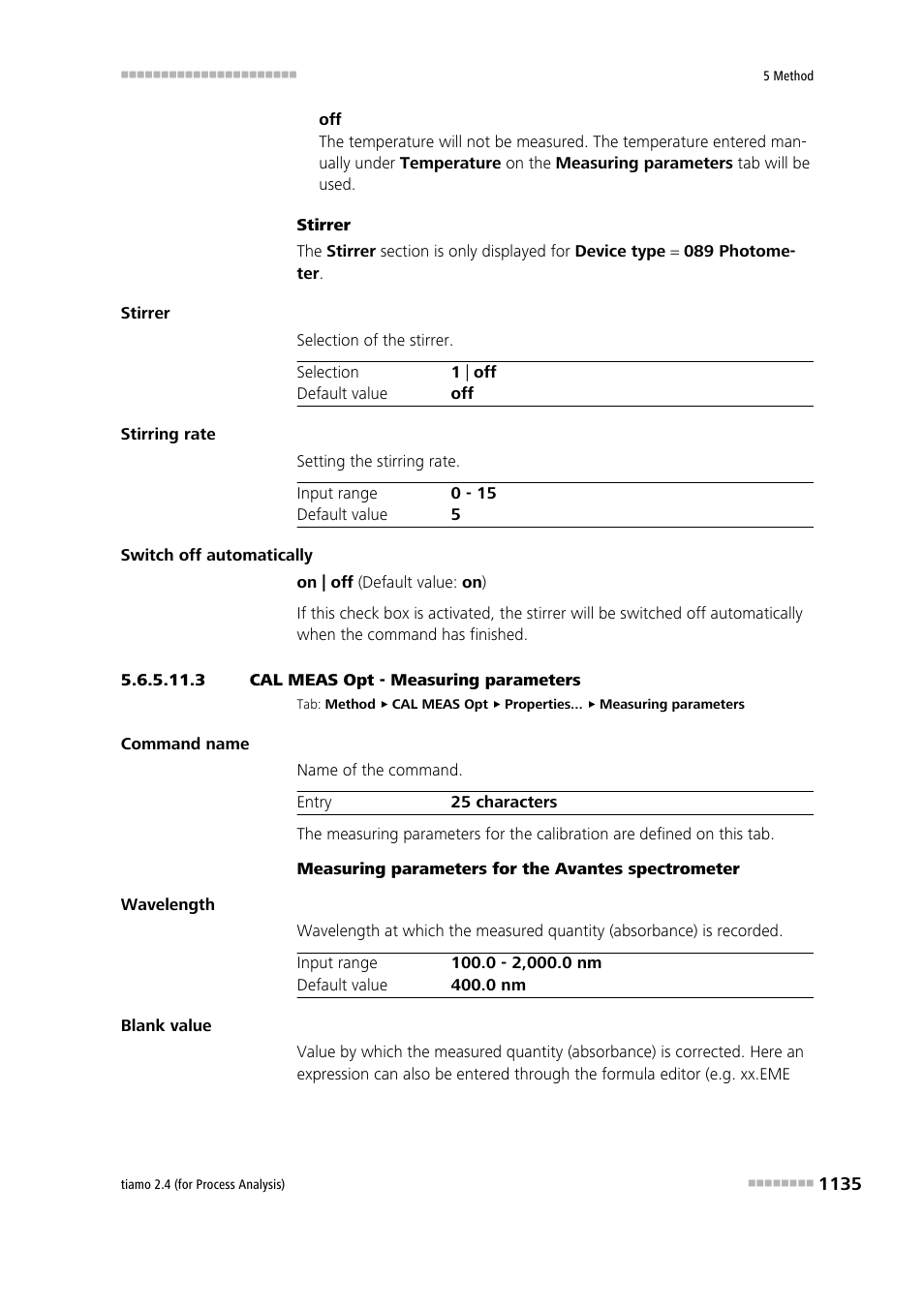 3 cal meas opt - measuring parameters | Metrohm tiamo 2.4 (process analysis) User Manual | Page 1151 / 1809