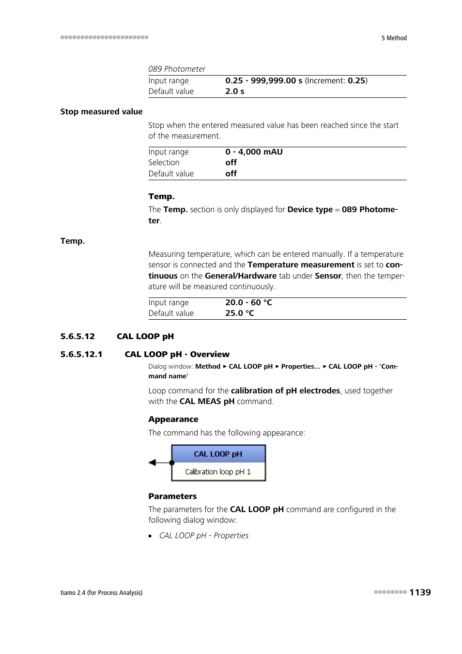 12 cal loop ph, 1 cal loop ph - overview, Cal loop ph | Call loop ph | Metrohm tiamo 2.4 (process analysis) User Manual | Page 1155 / 1809