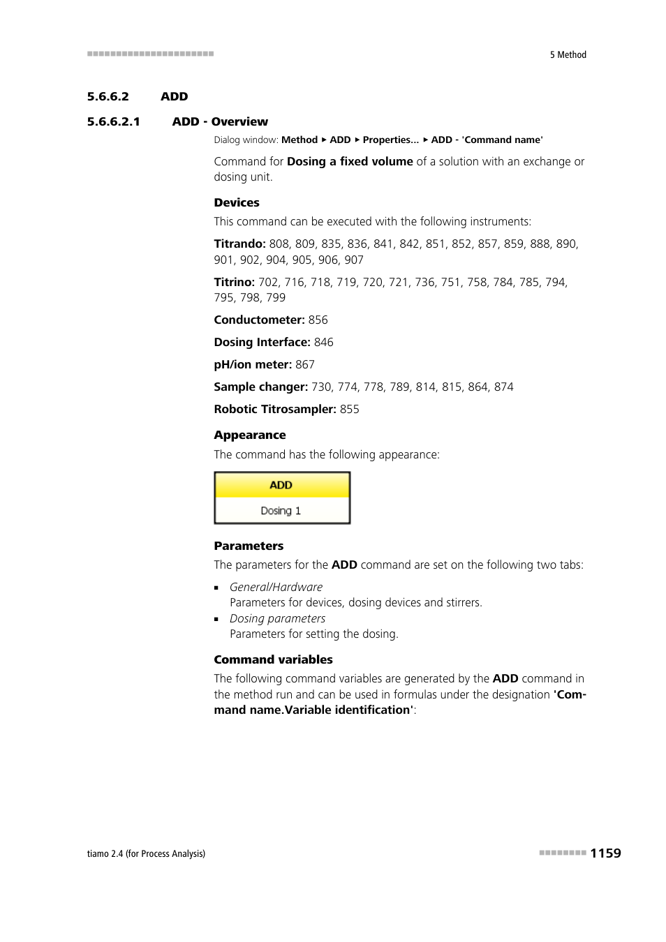 2 add, 1 add - overview | Metrohm tiamo 2.4 (process analysis) User Manual | Page 1175 / 1809