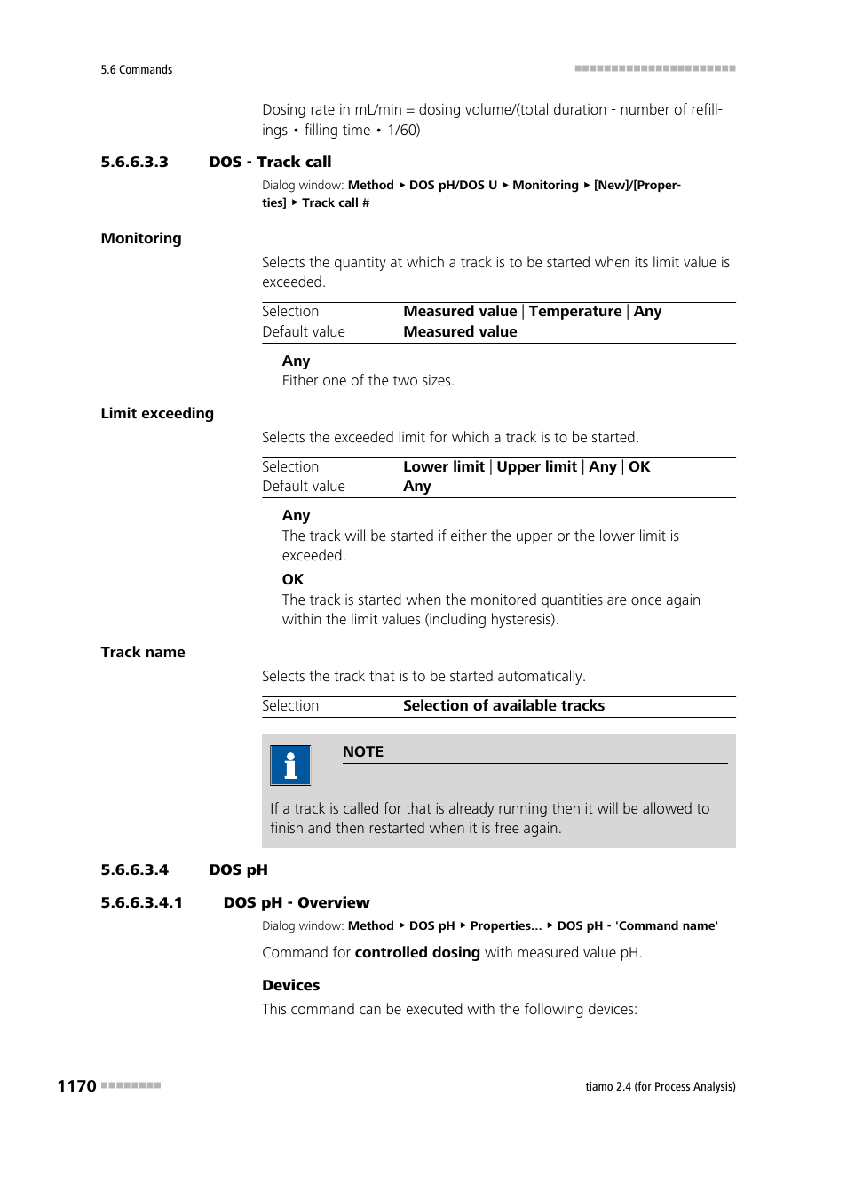 3 dos - track call, 4 dos ph, 1 dos ph - overview | Dos ph | Metrohm tiamo 2.4 (process analysis) User Manual | Page 1186 / 1809