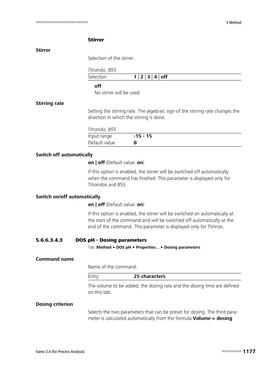 3 dos ph - dosing parameters, Dosing parameters | Metrohm tiamo 2.4 (process analysis) User Manual | Page 1193 / 1809