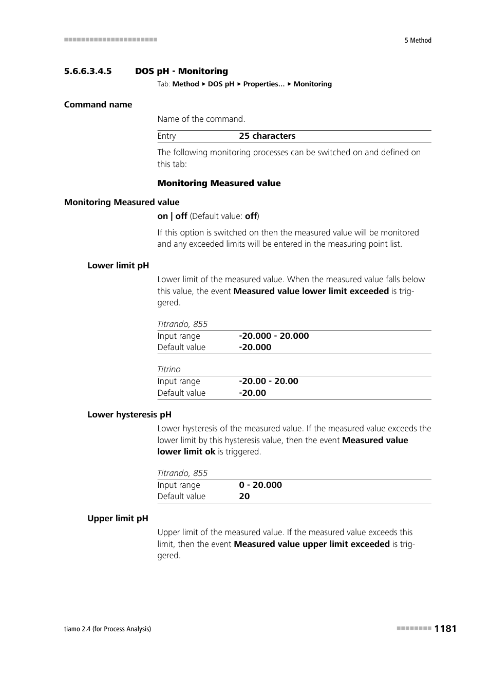 5 dos ph - monitoring, Monitoring | Metrohm tiamo 2.4 (process analysis) User Manual | Page 1197 / 1809