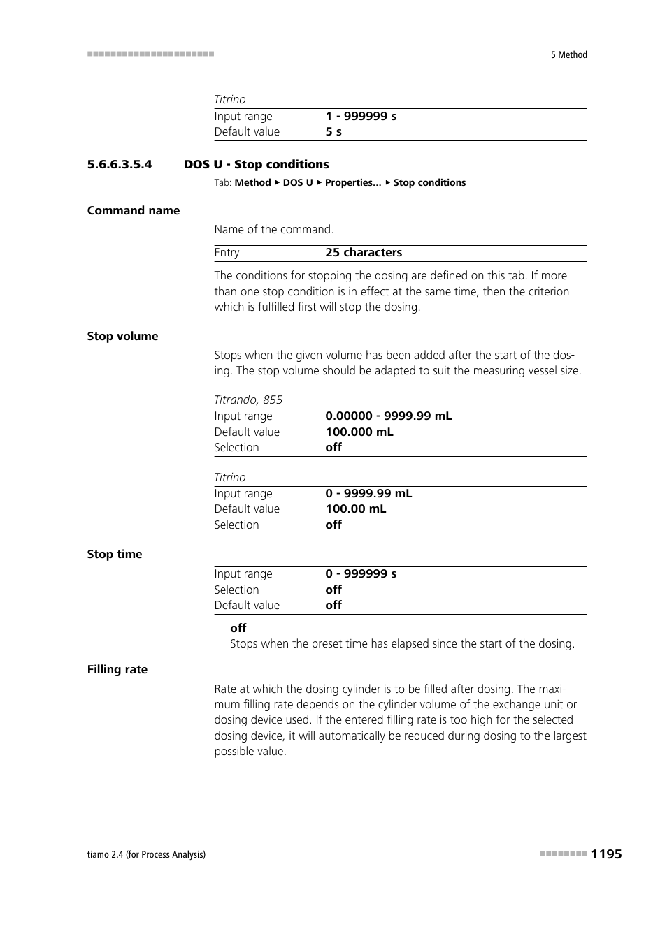 4 dos u - stop conditions, Stop conditions | Metrohm tiamo 2.4 (process analysis) User Manual | Page 1211 / 1809