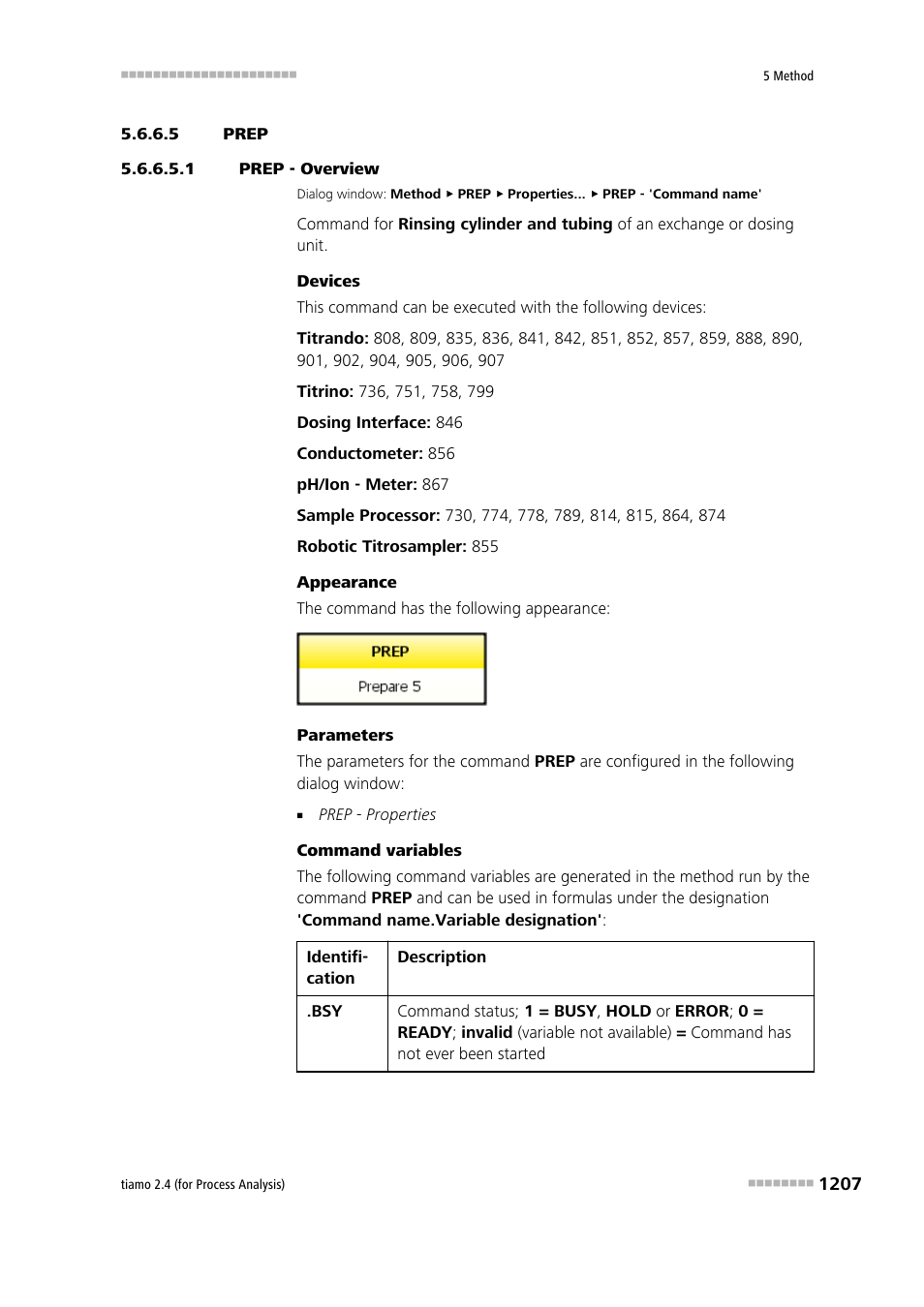 5 prep, 1 prep - overview, Prep | Metrohm tiamo 2.4 (process analysis) User Manual | Page 1223 / 1809