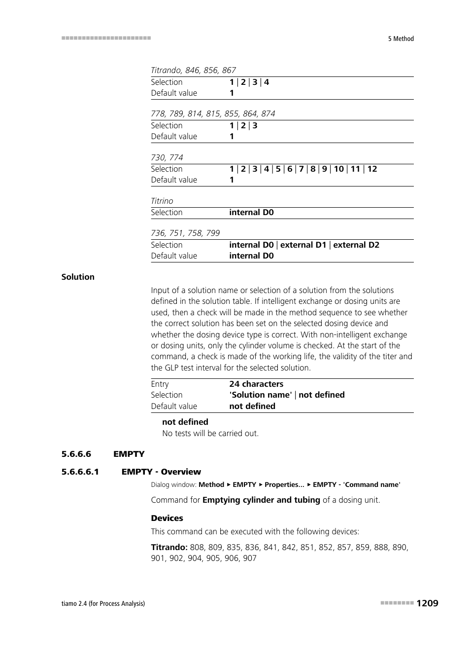 6 empty, 1 empty - overview, Empty | Metrohm tiamo 2.4 (process analysis) User Manual | Page 1225 / 1809