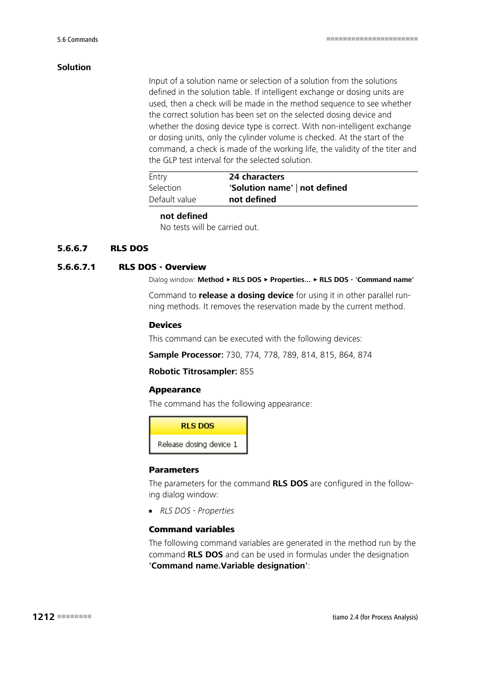 7 rls dos, 1 rls dos - overview, Rls dos | Metrohm tiamo 2.4 (process analysis) User Manual | Page 1228 / 1809