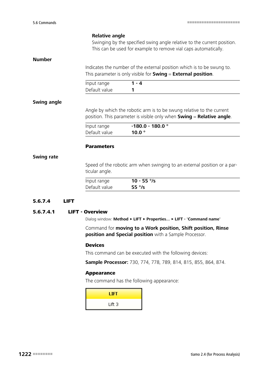 4 lift, 1 lift - overview, Lift | Metrohm tiamo 2.4 (process analysis) User Manual | Page 1238 / 1809