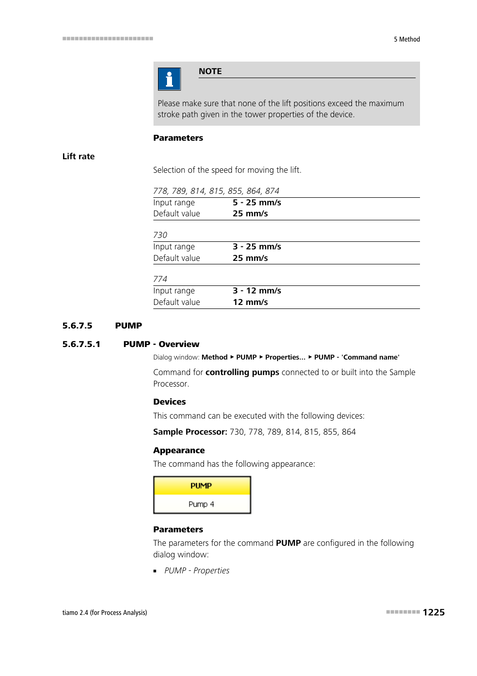5 pump, 1 pump - overview, Pump | Metrohm tiamo 2.4 (process analysis) User Manual | Page 1241 / 1809