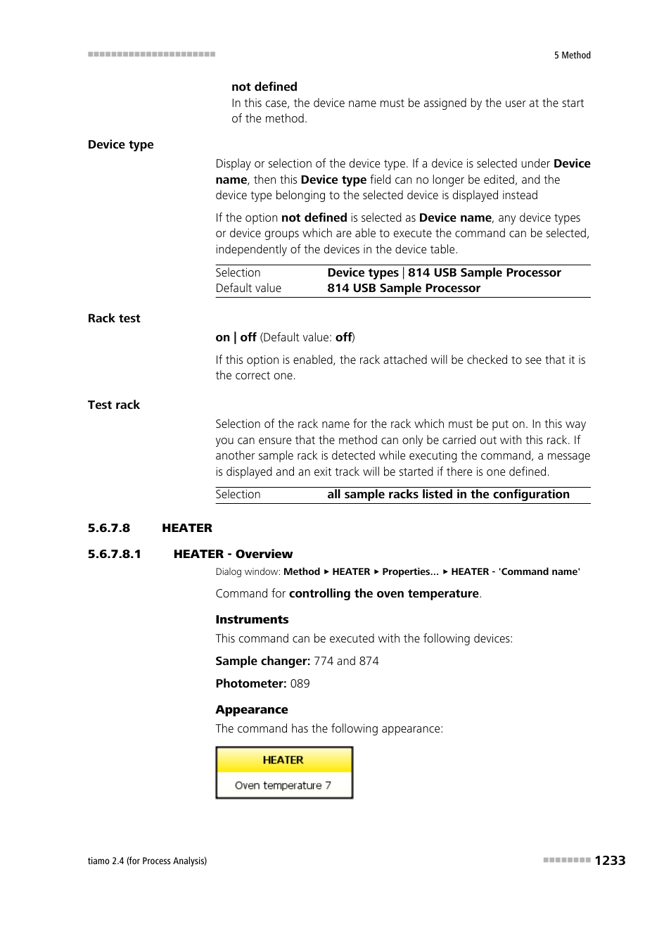 8 heater, 1 heater - overview, Heater | Metrohm tiamo 2.4 (process analysis) User Manual | Page 1249 / 1809