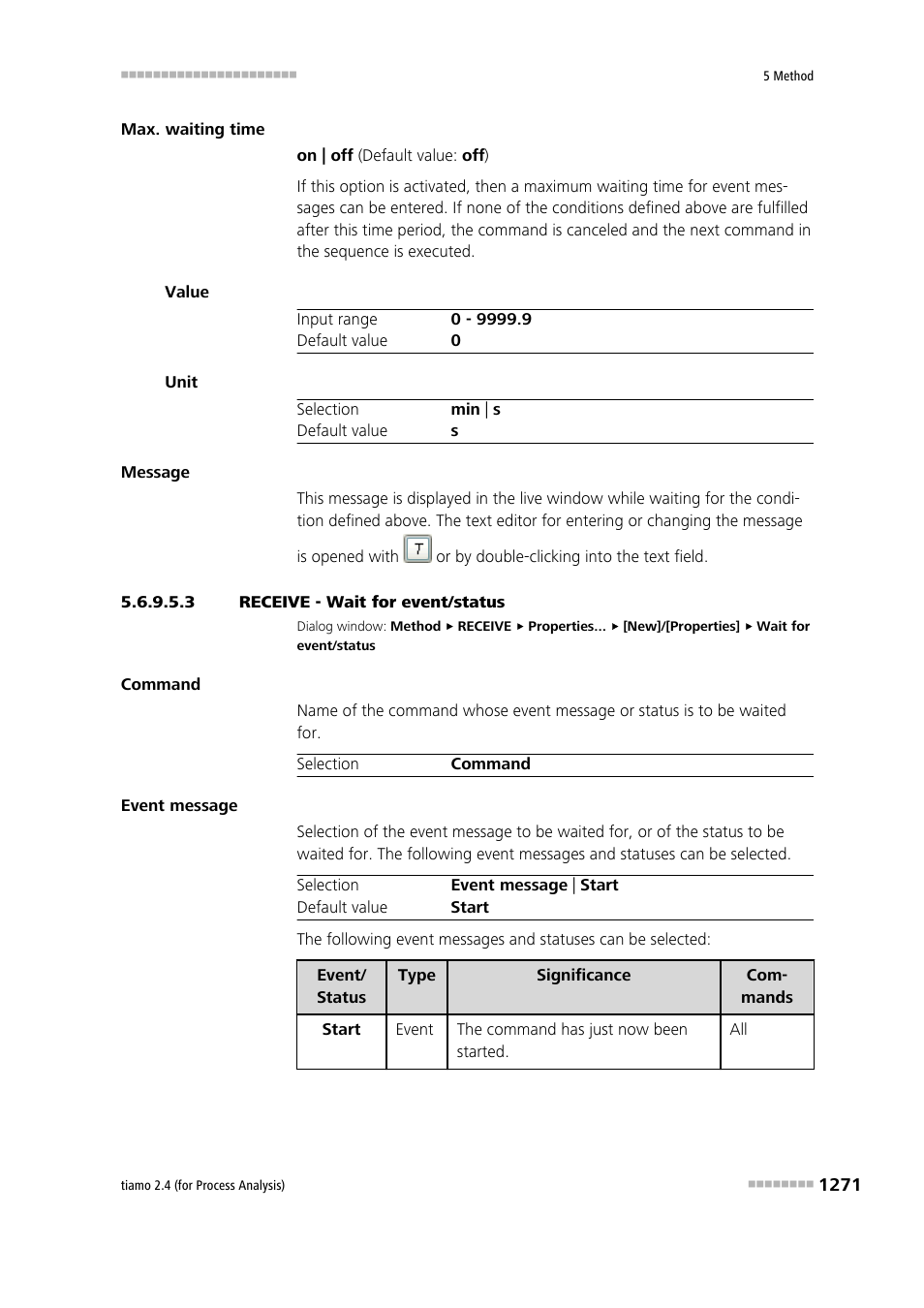 3 receive - wait for event/status | Metrohm tiamo 2.4 (process analysis) User Manual | Page 1287 / 1809