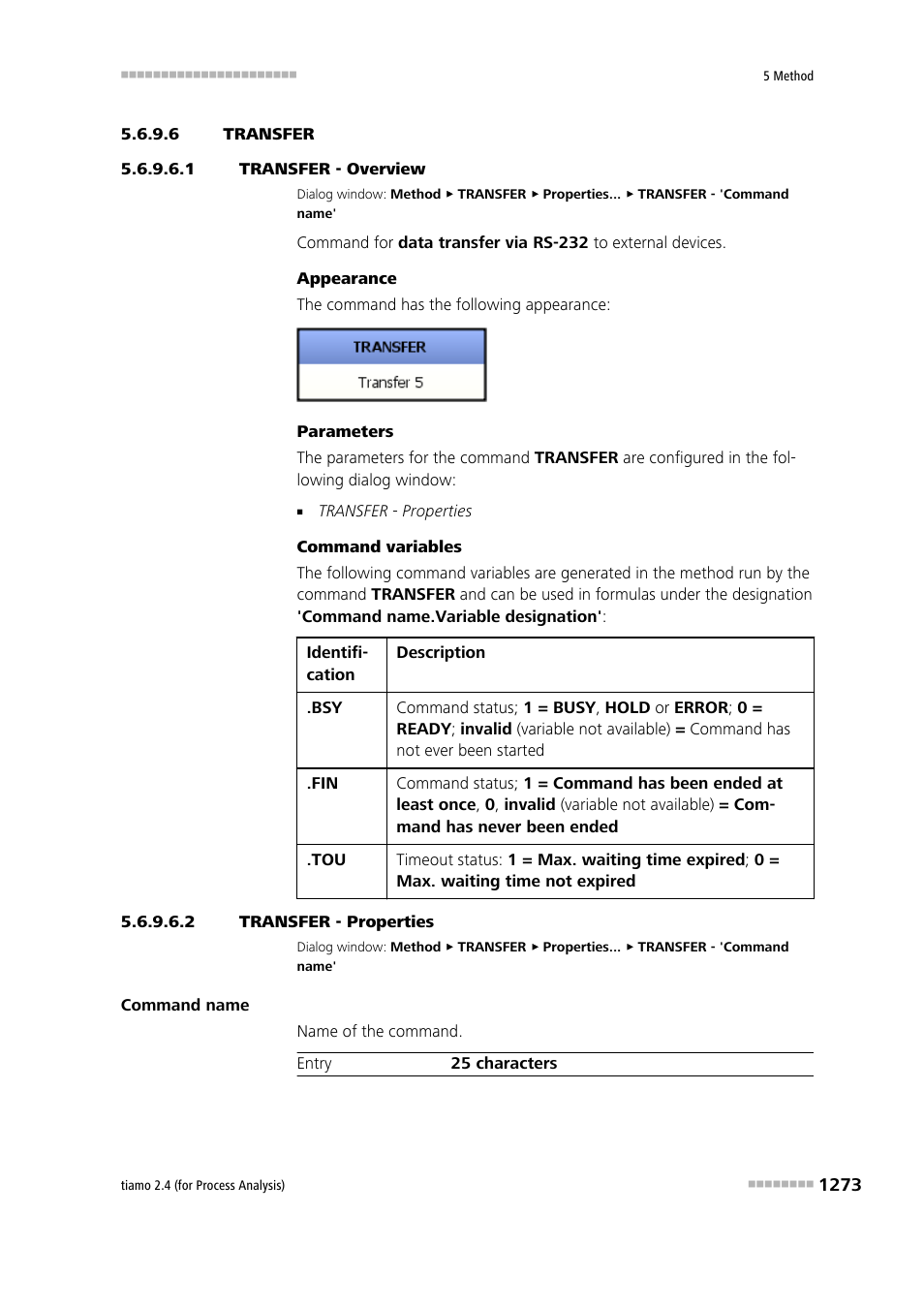 6 transfer, 1 transfer - overview, 2 transfer - properties | Transfer | Metrohm tiamo 2.4 (process analysis) User Manual | Page 1289 / 1809