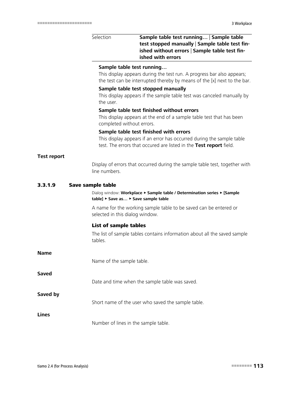 9 save sample table, Save sample table | Metrohm tiamo 2.4 (process analysis) User Manual | Page 129 / 1809