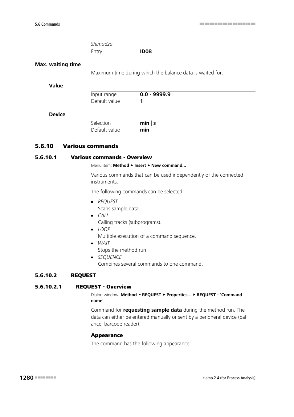 10 various commands, 1 various commands - overview, 2 request | 1 request - overview, Various commands 0, Request | Metrohm tiamo 2.4 (process analysis) User Manual | Page 1296 / 1809