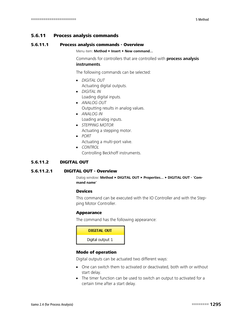 11 process analysis commands, 1 process analysis commands - overview, 2 digital out | 1 digital out - overview, Process analysis commands 5, Process analysis - commands, Digital out | Metrohm tiamo 2.4 (process analysis) User Manual | Page 1311 / 1809