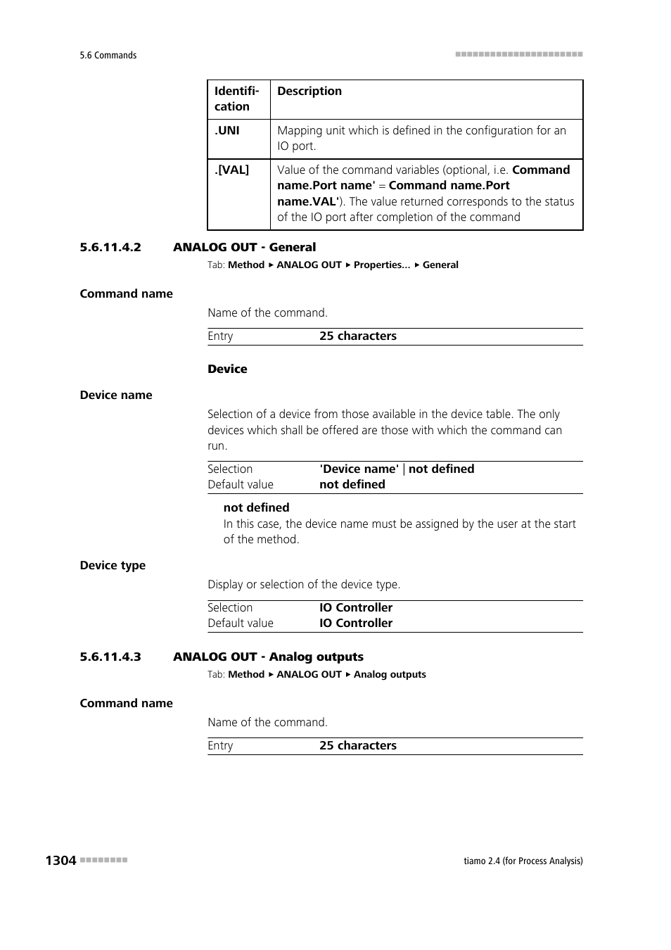 2 analog out - general, 3 analog out - analog outputs | Metrohm tiamo 2.4 (process analysis) User Manual | Page 1320 / 1809