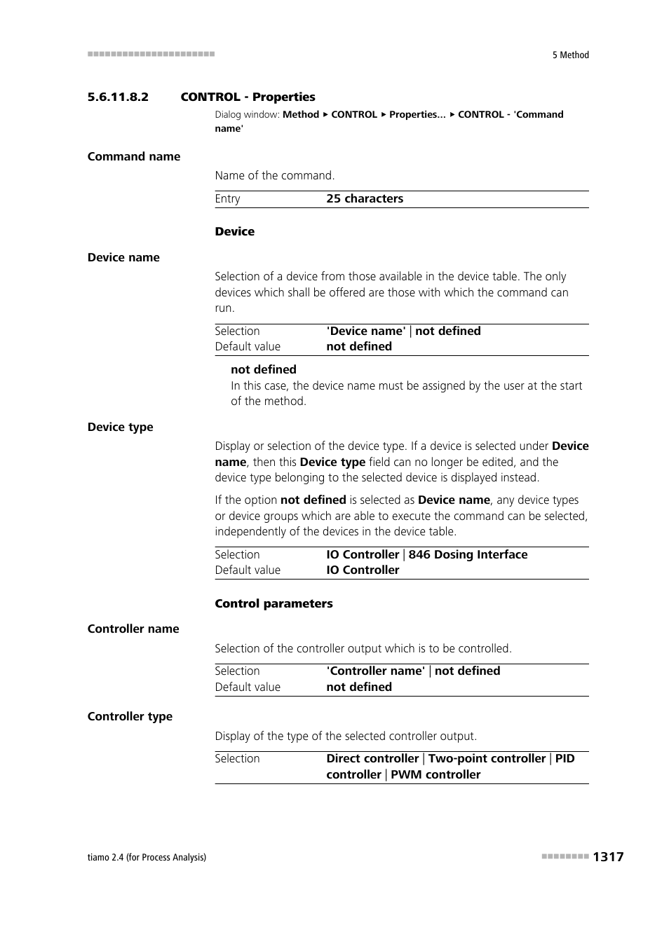 2 control - properties | Metrohm tiamo 2.4 (process analysis) User Manual | Page 1333 / 1809