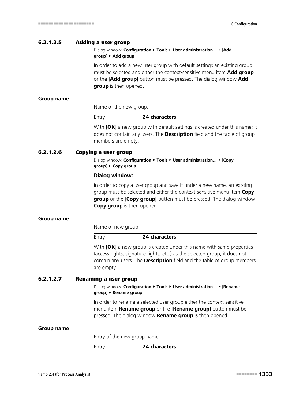 5 adding a user group, 6 copying a user group, 7 renaming a user group | Add user groups, Copy user groups, Rename user groups | Metrohm tiamo 2.4 (process analysis) User Manual | Page 1349 / 1809