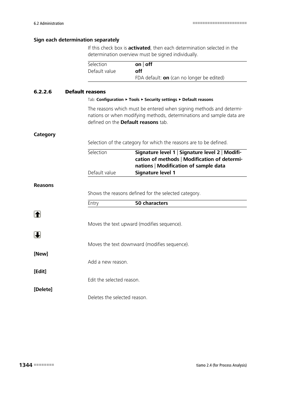 6 default reasons, Default reasons | Metrohm tiamo 2.4 (process analysis) User Manual | Page 1360 / 1809