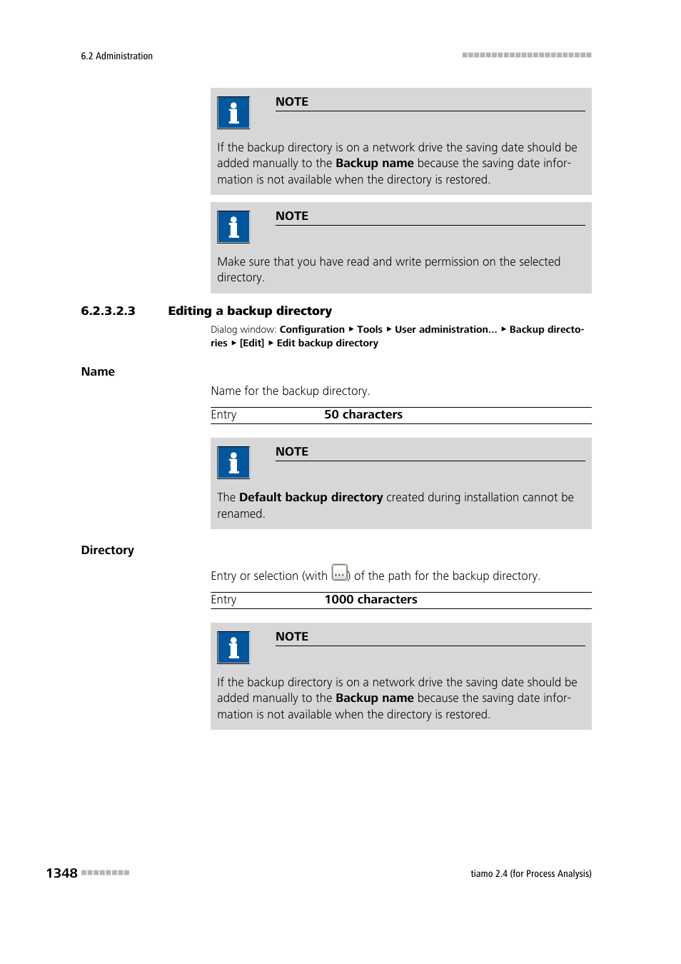3 editing a backup directory | Metrohm tiamo 2.4 (process analysis) User Manual | Page 1364 / 1809