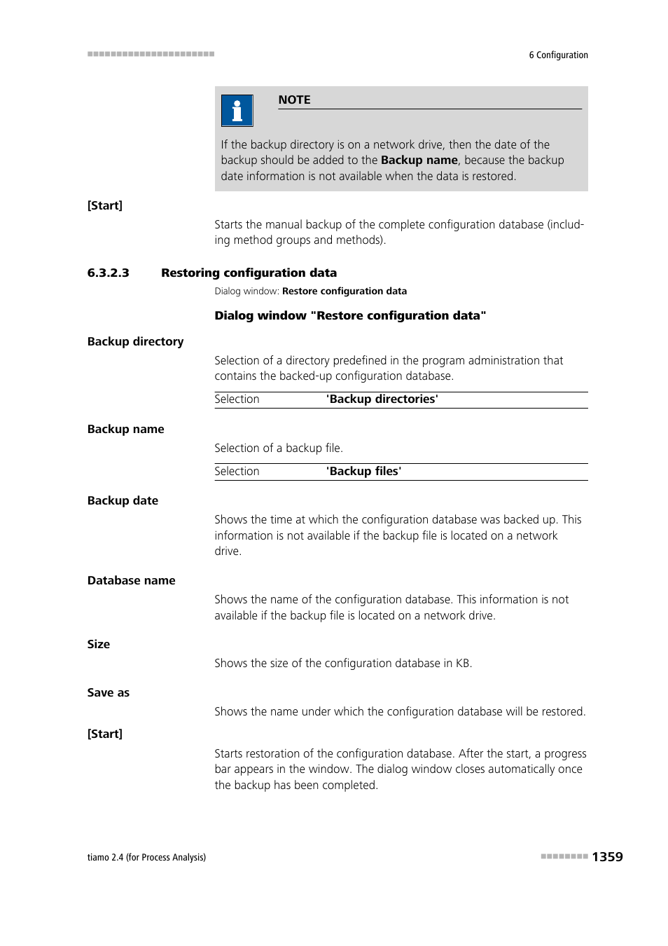 3 restoring configuration data, Restore configuration data | Metrohm tiamo 2.4 (process analysis) User Manual | Page 1375 / 1809