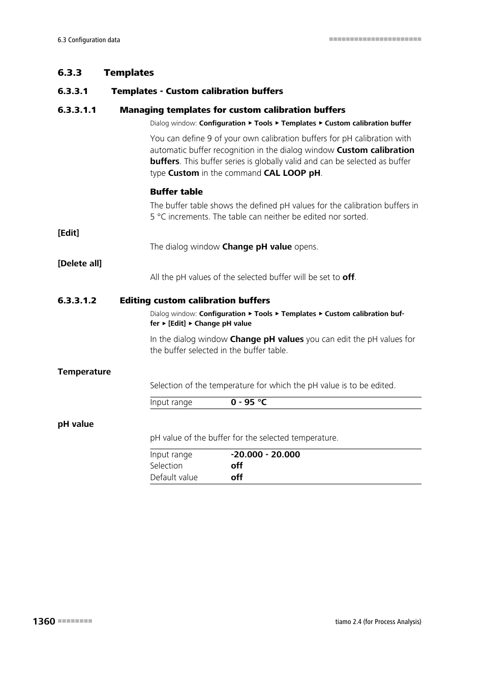 3 templates, 1 templates - custom calibration buffers, 2 editing custom calibration buffers | Templates 0, Custom calibration buffers | Metrohm tiamo 2.4 (process analysis) User Manual | Page 1376 / 1809