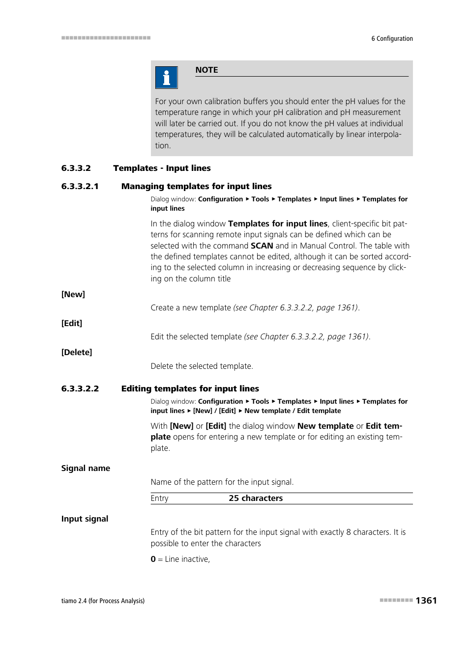 2 templates - input lines, 1 managing templates for input lines, 2 editing templates for input lines | Input lines | Metrohm tiamo 2.4 (process analysis) User Manual | Page 1377 / 1809