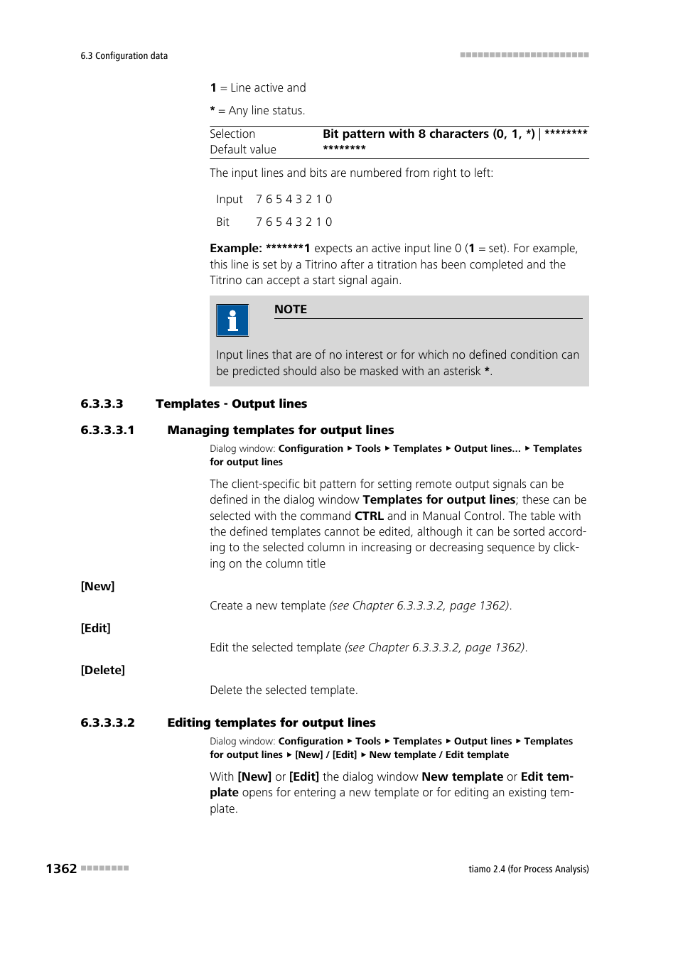 3 templates - output lines, 1 managing templates for output lines, 2 editing templates for output lines | Output lines | Metrohm tiamo 2.4 (process analysis) User Manual | Page 1378 / 1809