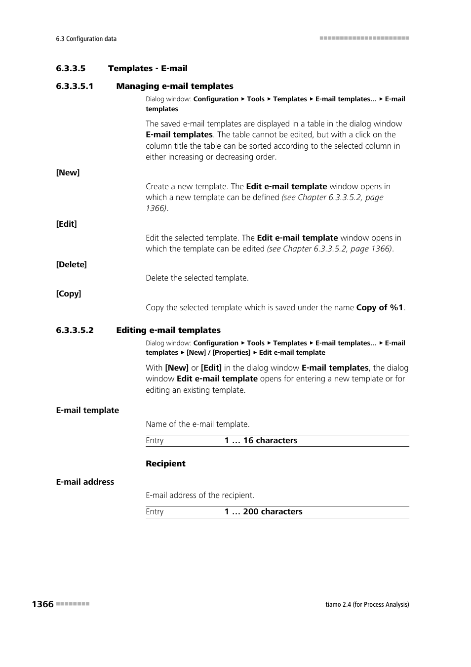 5 templates - e-mail, 1 managing e-mail templates, 2 editing e-mail templates | Metrohm tiamo 2.4 (process analysis) User Manual | Page 1382 / 1809