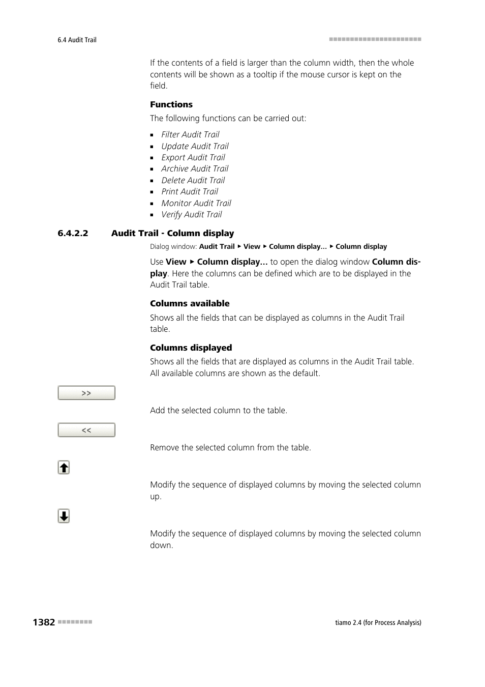 2 audit trail - column display | Metrohm tiamo 2.4 (process analysis) User Manual | Page 1398 / 1809