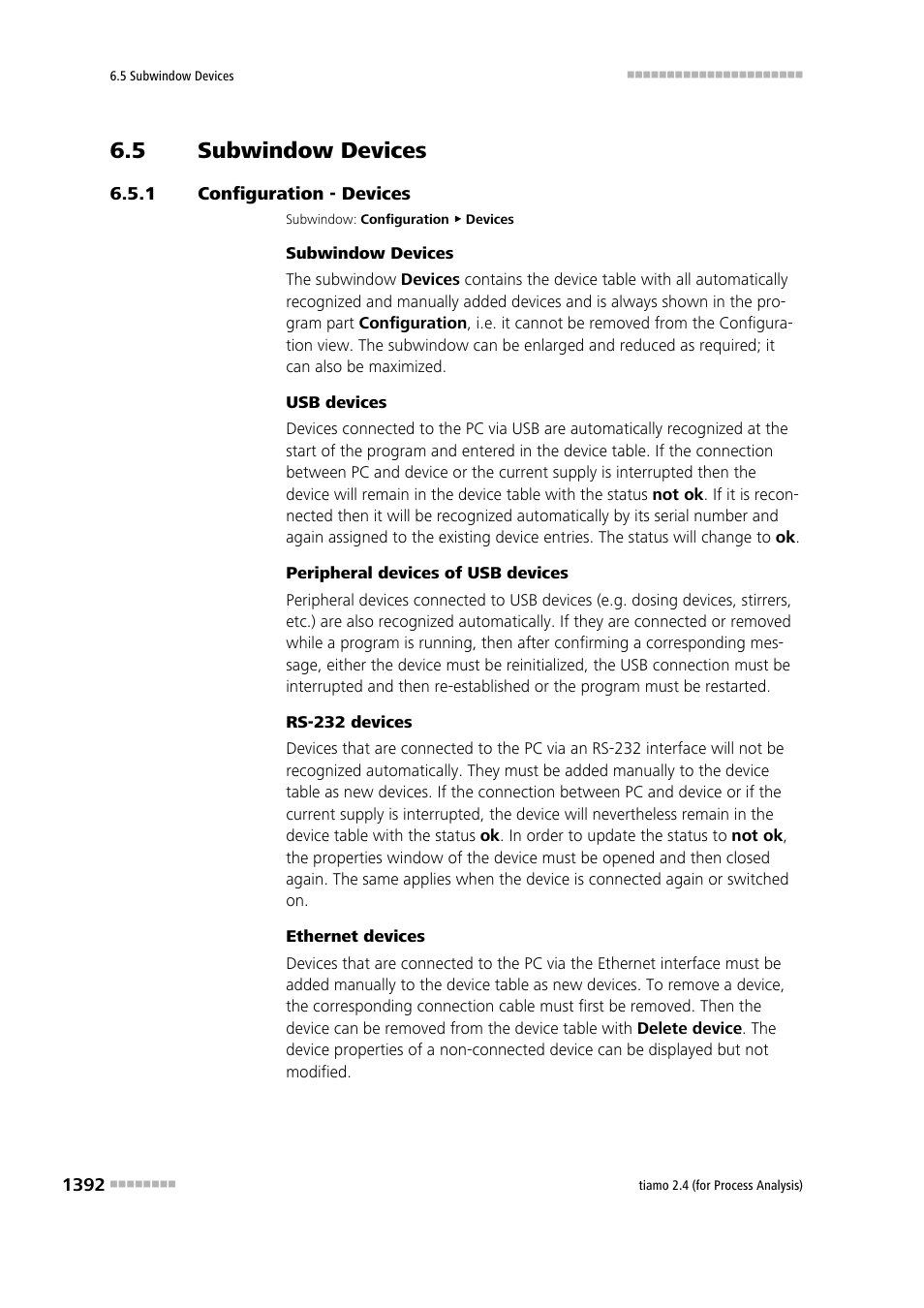 5 subwindow devices, 1 configuration - devices, Subwindow devices 2 | Configuration - devices 2, Devices | Metrohm tiamo 2.4 (process analysis) User Manual | Page 1408 / 1809