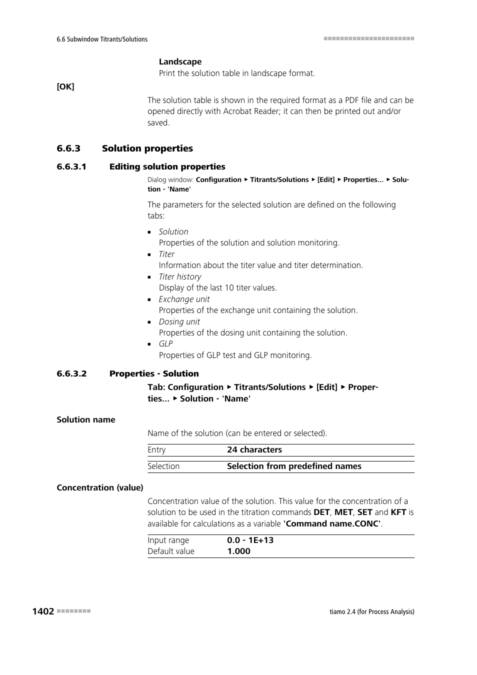 3 solution properties, 1 editing solution properties, 2 properties - solution | Solution properties 2 | Metrohm tiamo 2.4 (process analysis) User Manual | Page 1418 / 1809