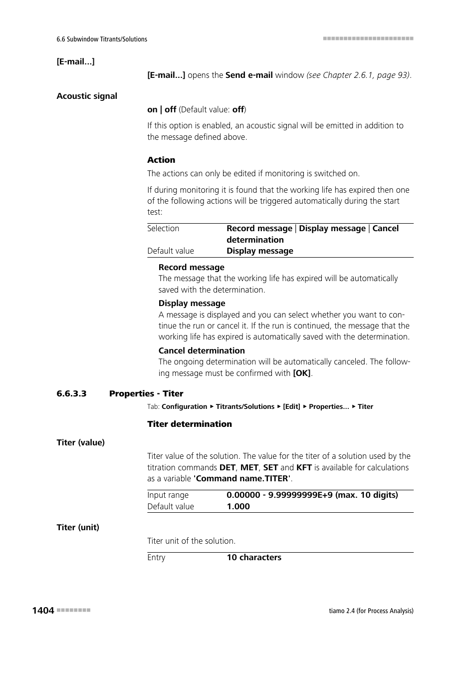 3 properties - titer, Titer | Metrohm tiamo 2.4 (process analysis) User Manual | Page 1420 / 1809