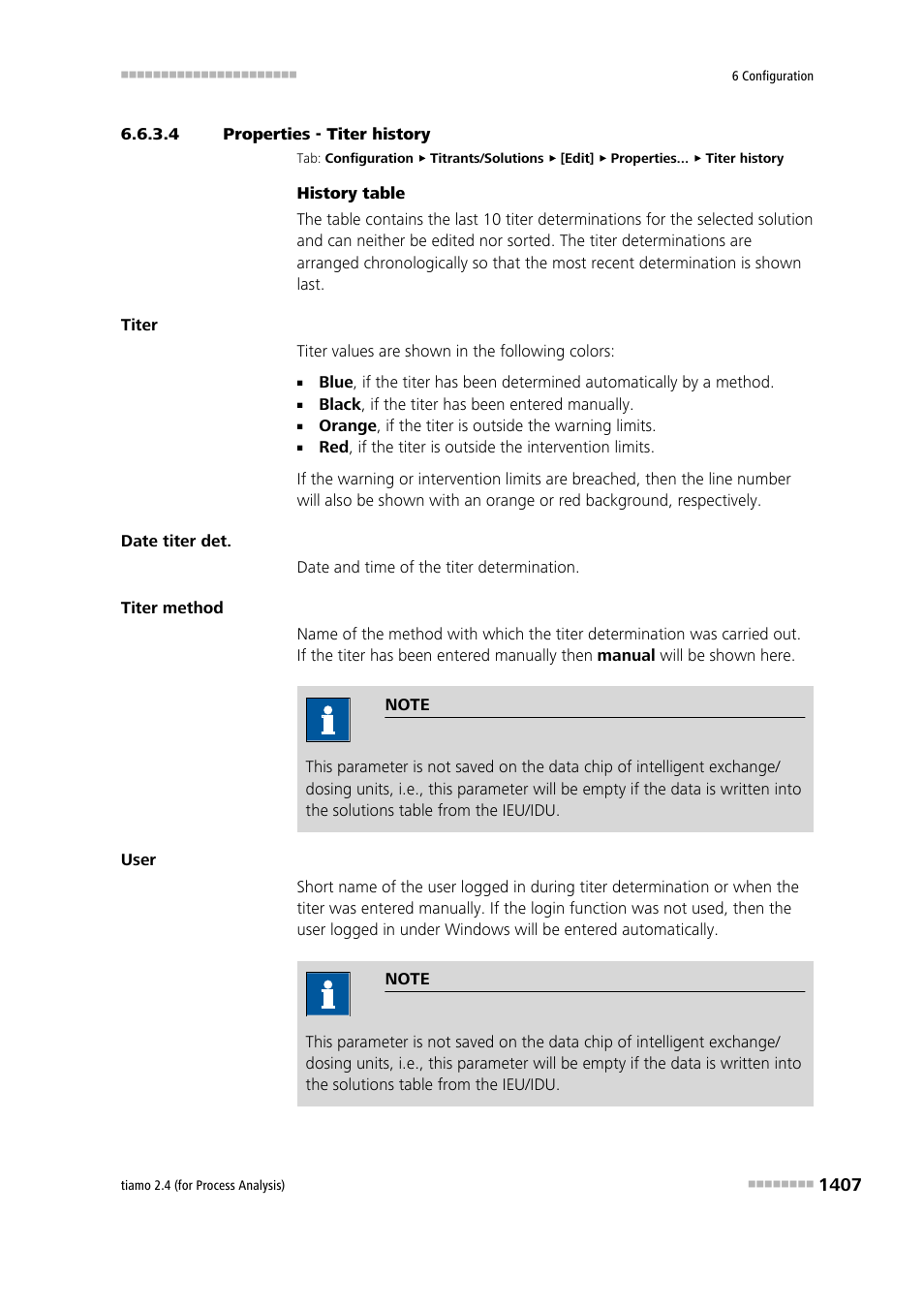 4 properties - titer history, Titer history | Metrohm tiamo 2.4 (process analysis) User Manual | Page 1423 / 1809