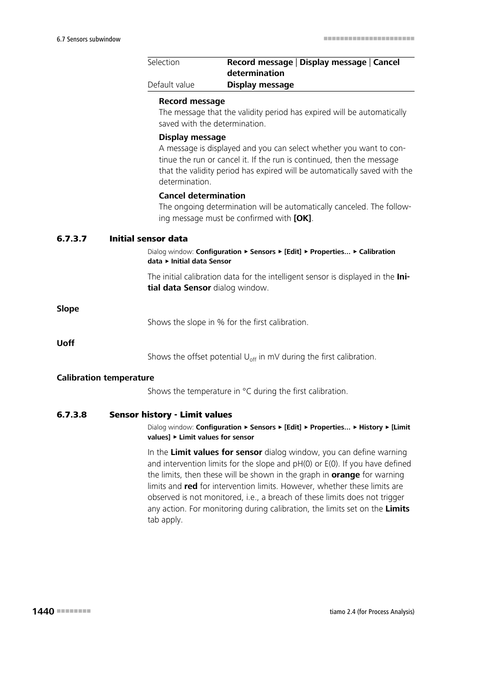 7 initial sensor data, 8 sensor history - limit values | Metrohm tiamo 2.4 (process analysis) User Manual | Page 1456 / 1809