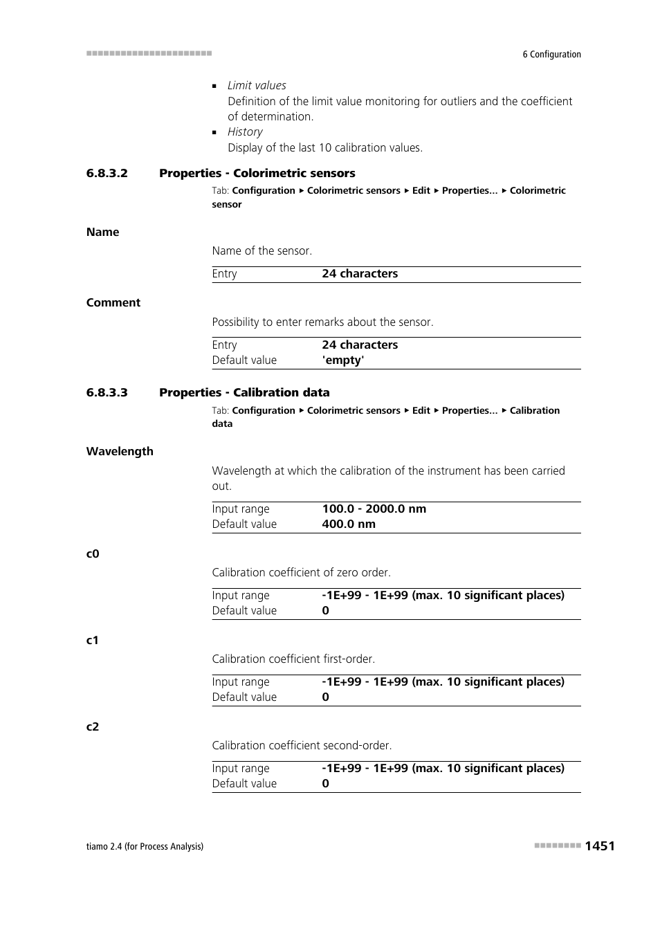 2 properties - colorimetric sensors, 3 properties - calibration data | Metrohm tiamo 2.4 (process analysis) User Manual | Page 1467 / 1809