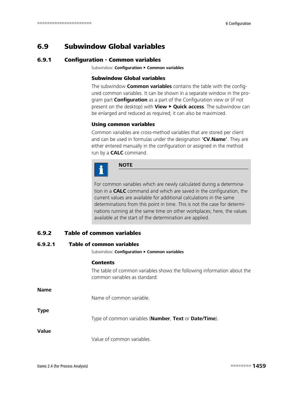 9 subwindow global variables, 1 configuration - common variables, 2 table of common variables | 1 table of common variables, Subwindow global variables 9, Configuration - common variables 9, Table of common variables 9, Common variables | Metrohm tiamo 2.4 (process analysis) User Manual | Page 1475 / 1809